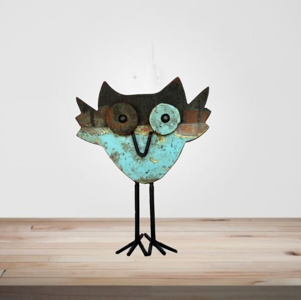 Recycled Scrap Wood And Iron Owl
