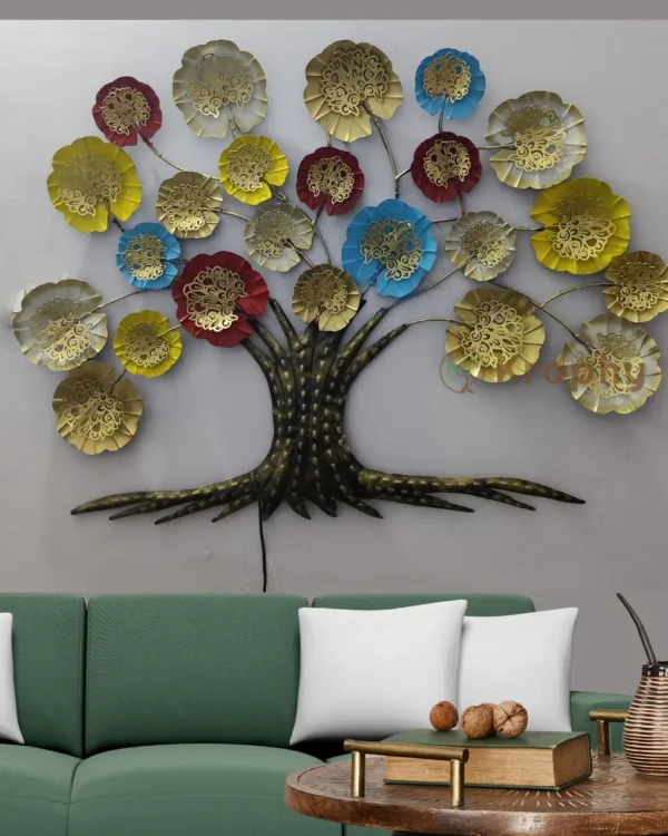 Multi Color Antique Design Metal Tree Wall Art