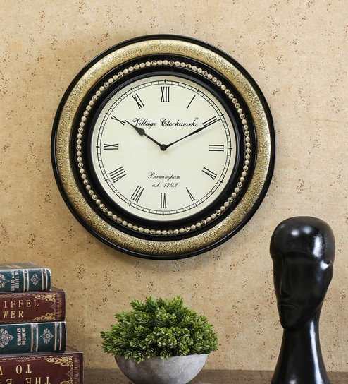 Creative Brown Brass Round Analog Wall Clock