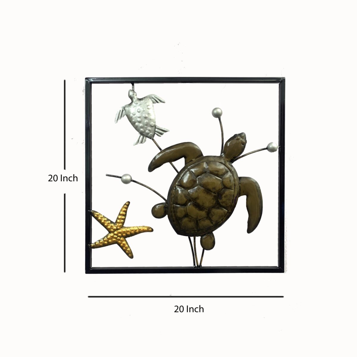turtle With star fish metal wall art