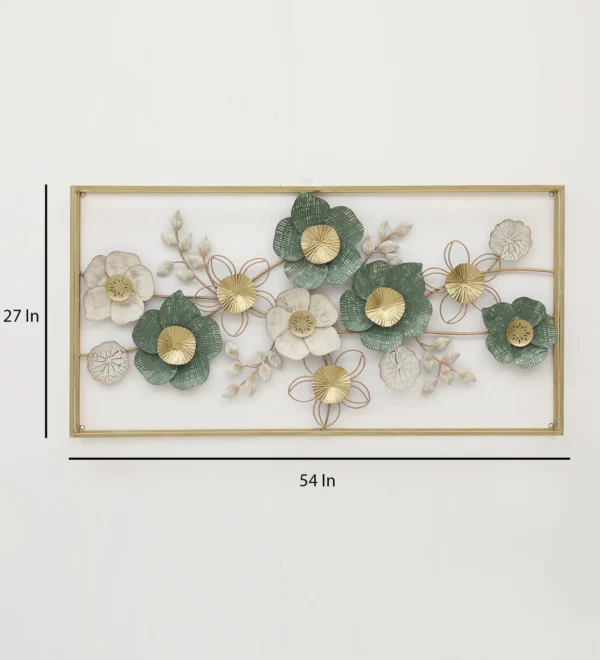 Seville luscious Ivory & Gold florals Metal Wall - Gold Foil Work