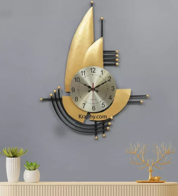 Ship Multicolor Metal Wall Clock